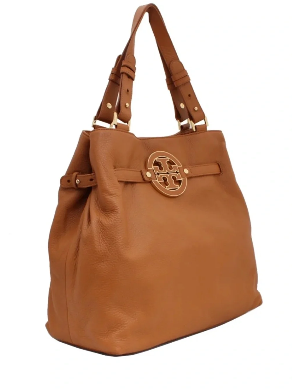 Tory Burch Amanda Tote Bag Large Tan pebbled leather & gold tone hardware GUC